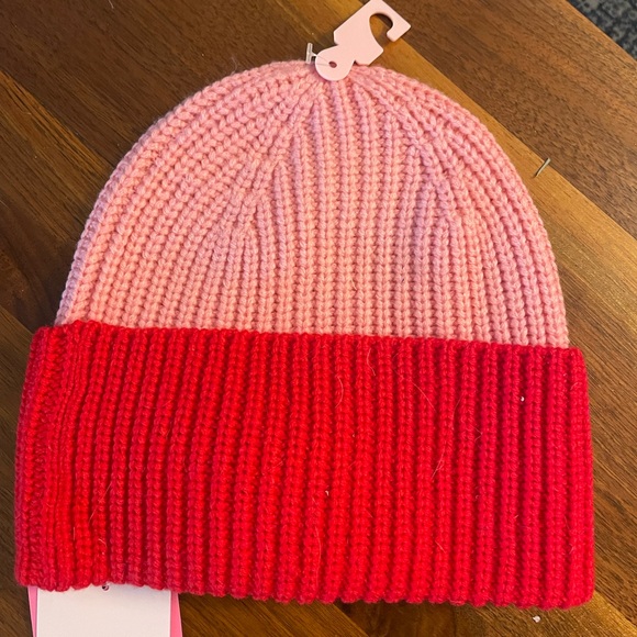 Kate Spade pink and red bow beanie - Picture 2 of 4